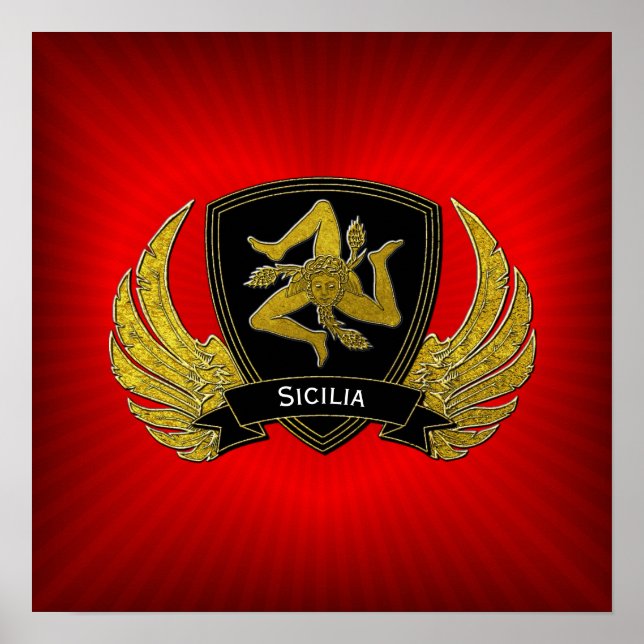 Póster Escudo de Trinacria Siciliano (Frente)