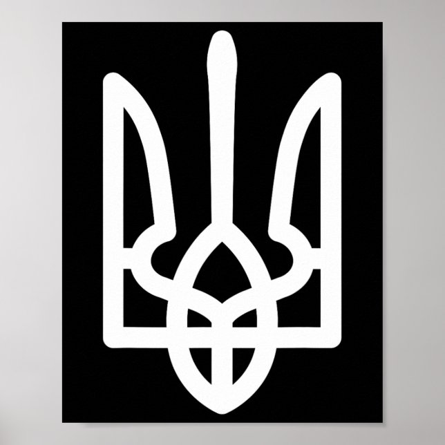 Póster Escudo de Ucrania en color blanco Poder ucraniano (Frente)