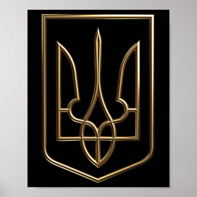 Póster Escudo de Ucrania Gerfalcon Tridente con escudo de (Frente)
