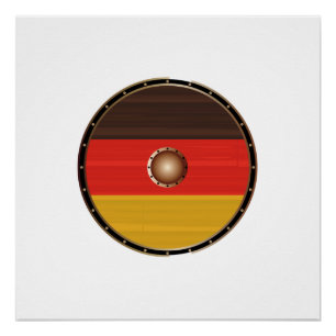 Póster Escudo De Viaje Redondo Con Bandera De Alemania