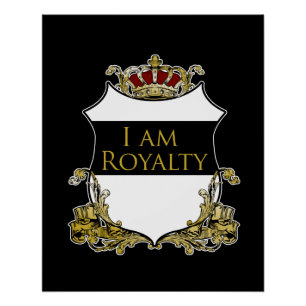 Póster Escudo Dorado Cresta Corona Real De Lujo Regio Neg