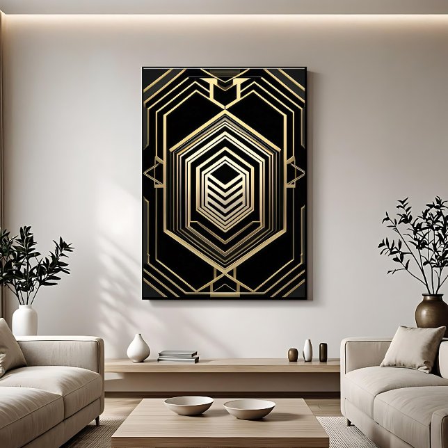 Póster Escudo geométrico negro de oro de lujo (Subido por el creador)