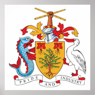 Póster Escudo nacional de armas de Barbados