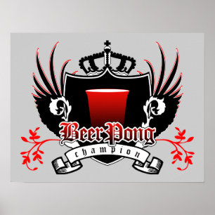 Póster escudo real campeón del pong de cerveza