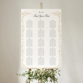 Póster escudo Rubor monograma tradicional matrimonio eleg