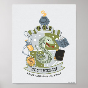 Póster Escudo Slytherin Orgulloso Dibujos Animados