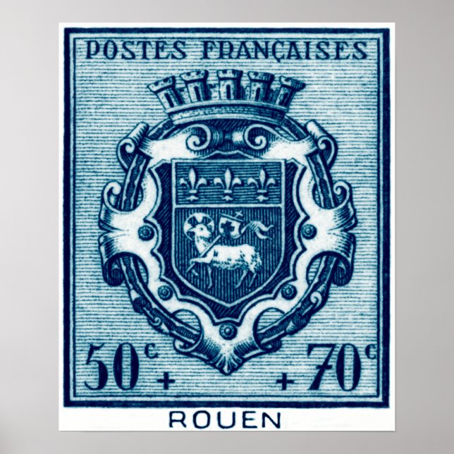 Póster Escudo vintage de armas Rouen, Francia (Frente)
