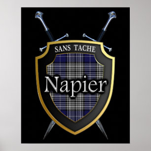 Póster Escudo y espadas del Clan Napier Tartán Escocés