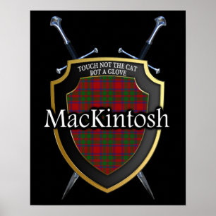 Póster Escudo y Espadas del Tartán del Clan MacKintosh