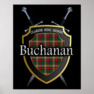 Póster Escudo y espadas escoceses de Buchanan del clan