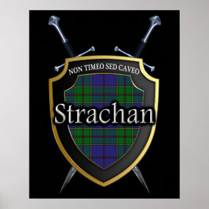 Póster Escudo y espadas escoceses del tartán de Strachan