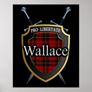 Póster Escudo y espadas escoceses del tartán de Wallace