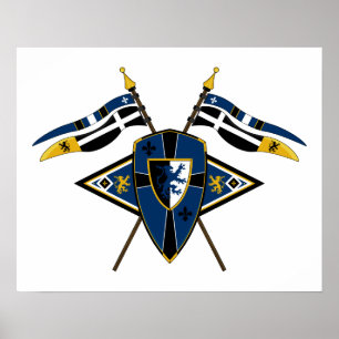 Póster Escudo y poster medievales de las banderas