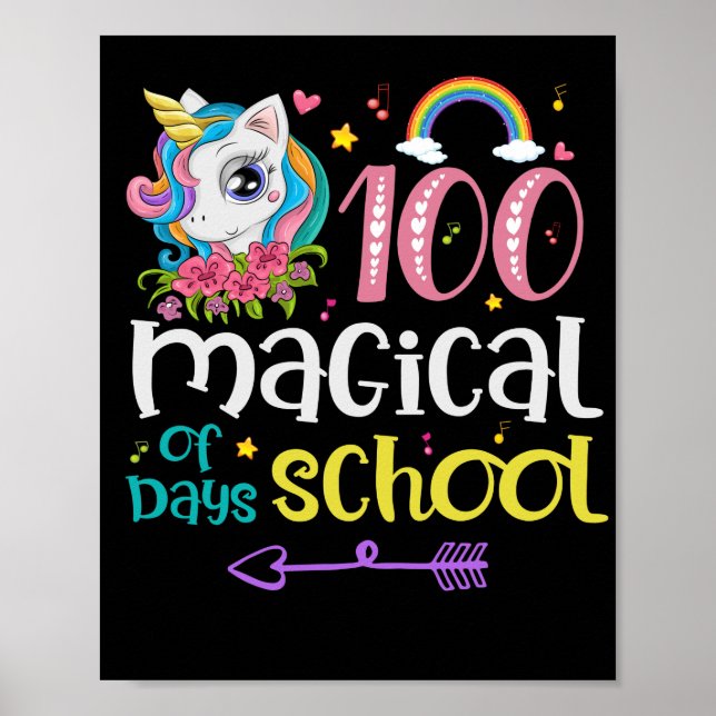 Póster Escuela 100 días Unicornio 100 días mágicos profes (Frente)