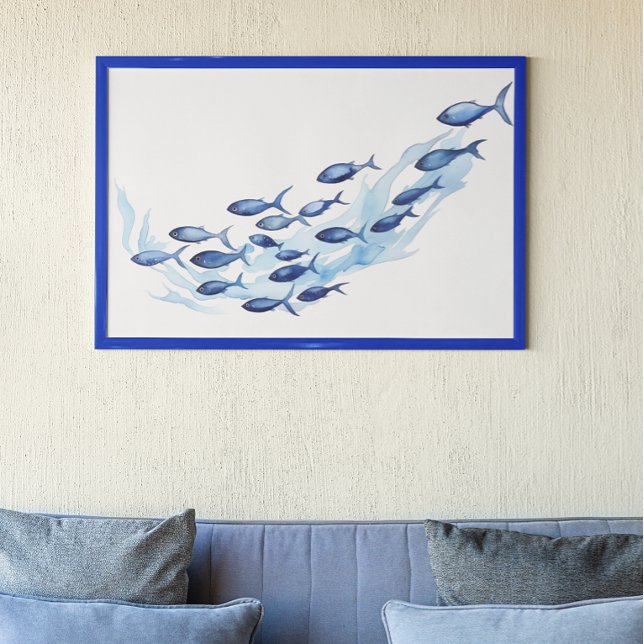 Póster Escuela azul acuarela de peces (Subido por el creador)