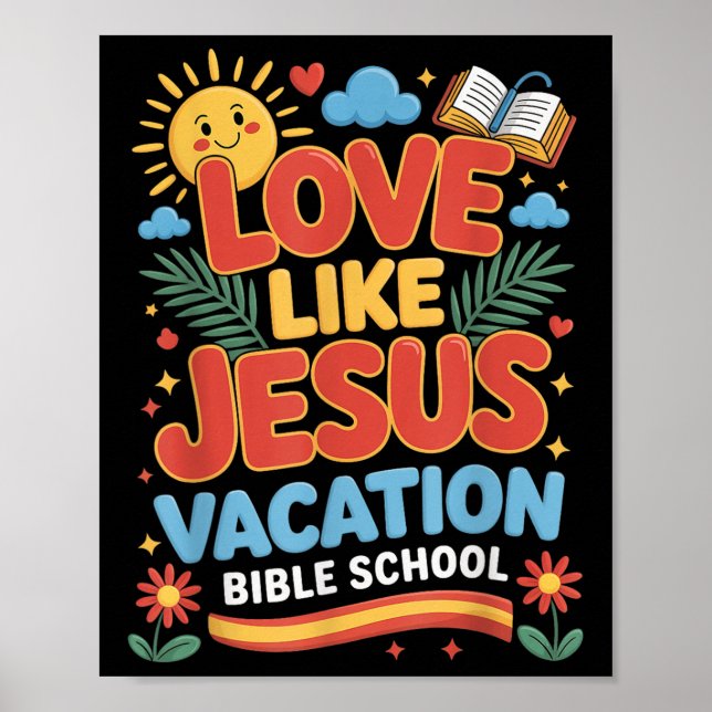Póster Escuela Bíblica de Vacaciones Amor Como Jesús Vbs  (Frente)