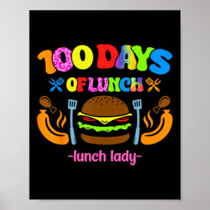 Póster Escuela Cafetería Trabajadora Lunch Lady 100 Días 