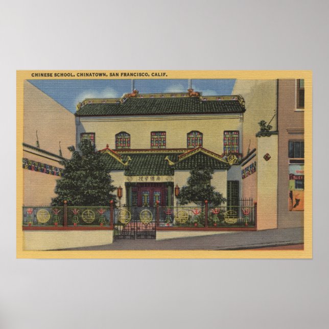 Póster Escuela china en Chinatown, San Francisco, Califor (Frente)