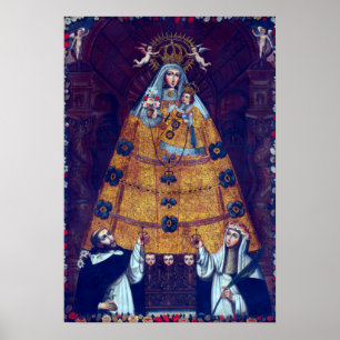 Póster Escuela Cusco Nuestra Señora del Rosario con San P