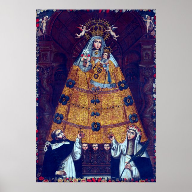 Póster Escuela Cusco Nuestra Señora del Rosario con San P (Frente)