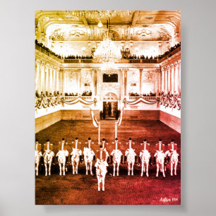 Póster Escuela de Equitación Española de Viena Antigua Au