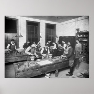 Póster Escuela de fontanería, principios del siglo XX