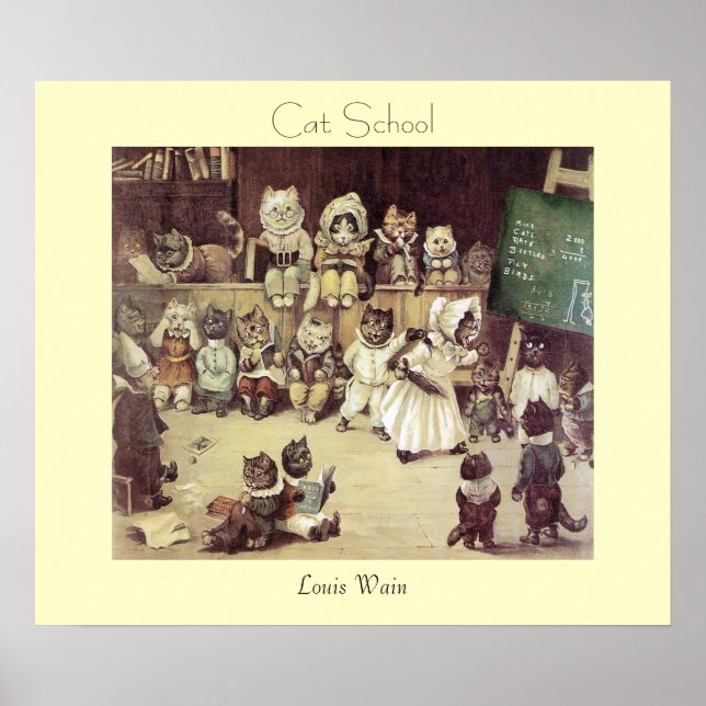 Póster Escuela de gatos de Louis Wain Poster Print (Frente)