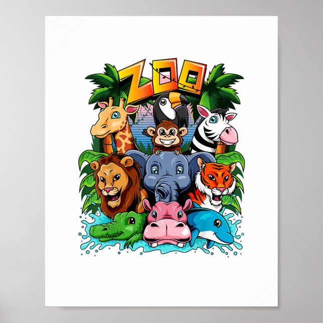 Póster Escuela de maestros de Chicas de niños de zoológic (Frente)