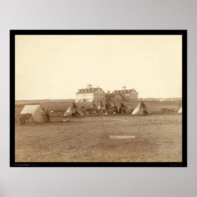 Póster Escuela de Oglala y campamento indio de Pine Ridge (Frente)