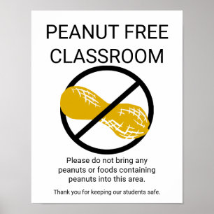 Póster Escuela de Rótulo sin cacahuetes sin símbolo de ca