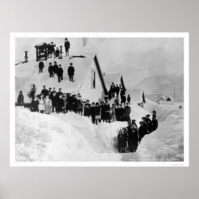 Póster Escuela pública Valdez, Alaska 1910 (Frente)
