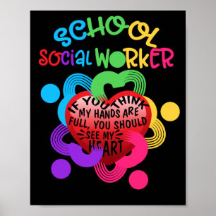 Póster Escuela Social Worker Heart Hand