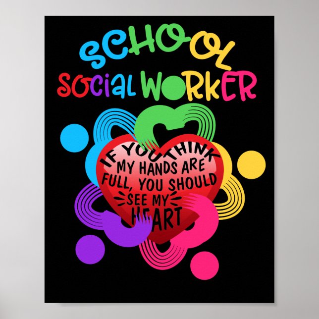 Póster Escuela Social Worker Heart Hand (Frente)