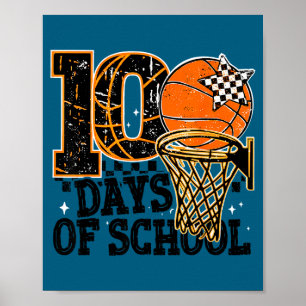 Póster Escuela Tonta 100º Día Escolar Baloncesto 100 Días