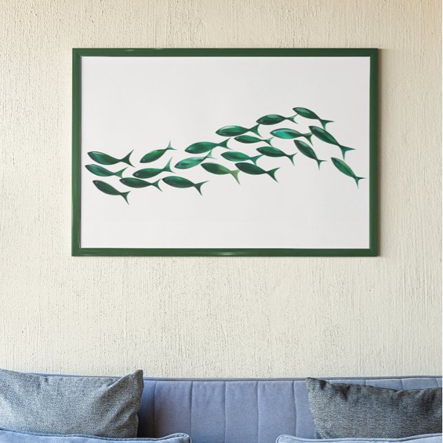 Póster Escuela Verde de Acuarela de Pescado (Subido por el creador)