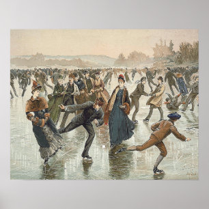 Póster Escuela vieja de patinaje sobre hielo TOP