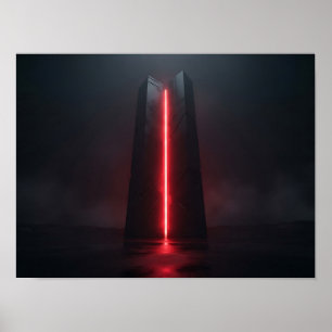 Póster Escultura abstracta futurista de infinito de cromo