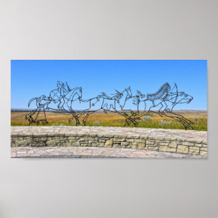 Póster Escultura conmemorativa india, pequeño bighorn, Mo