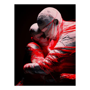 Póster Escultura de Abrazo Emocional de Cuerdas Rojas del