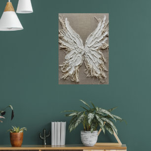Póster Escultura de alas de ángel texturizadas blancas so