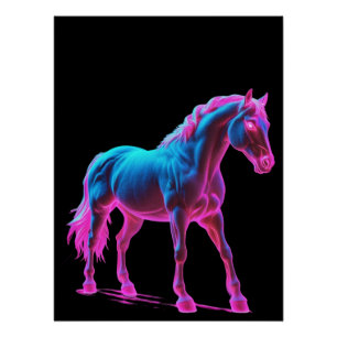 Póster Escultura de caballo ligero de neón