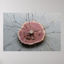 Póster Escultura de Eco-Arte Natural del Cedro Rojo Centr