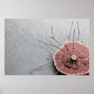 Póster Escultura de Eco-Arte Natural del Cedro Rojo Obliq