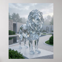 Escultura de León de Vidrio Amanecer