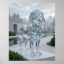 Póster Escultura de León de Vidrio Amanecer