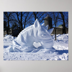 Póster Escultura de Nieve de Caballo, Quebec, Canadá