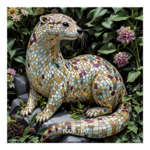 Póster Escultura de nutria juguetona de fantasía linda