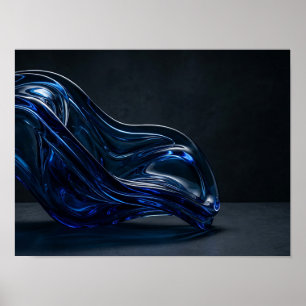 Póster Escultura de vidrio líquido azul eléctrico para pa