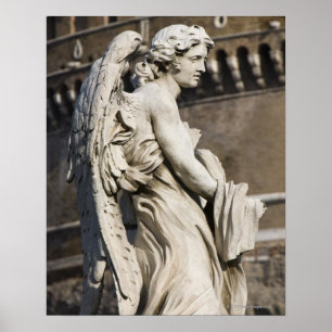 Póster Escultura del ángel con la ropa y los dados en
