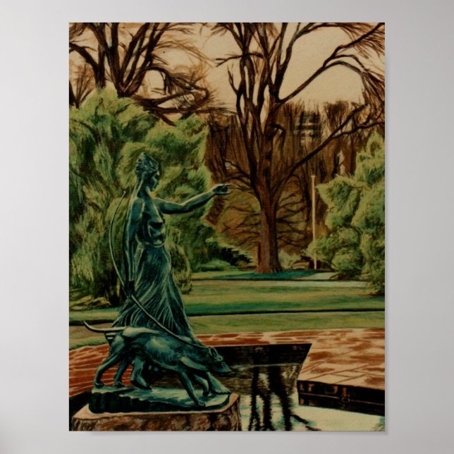 Póster Escultura Diana Artemis En Los Jardines (Frente)